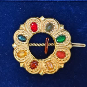 Gold Brooch With Gemstones